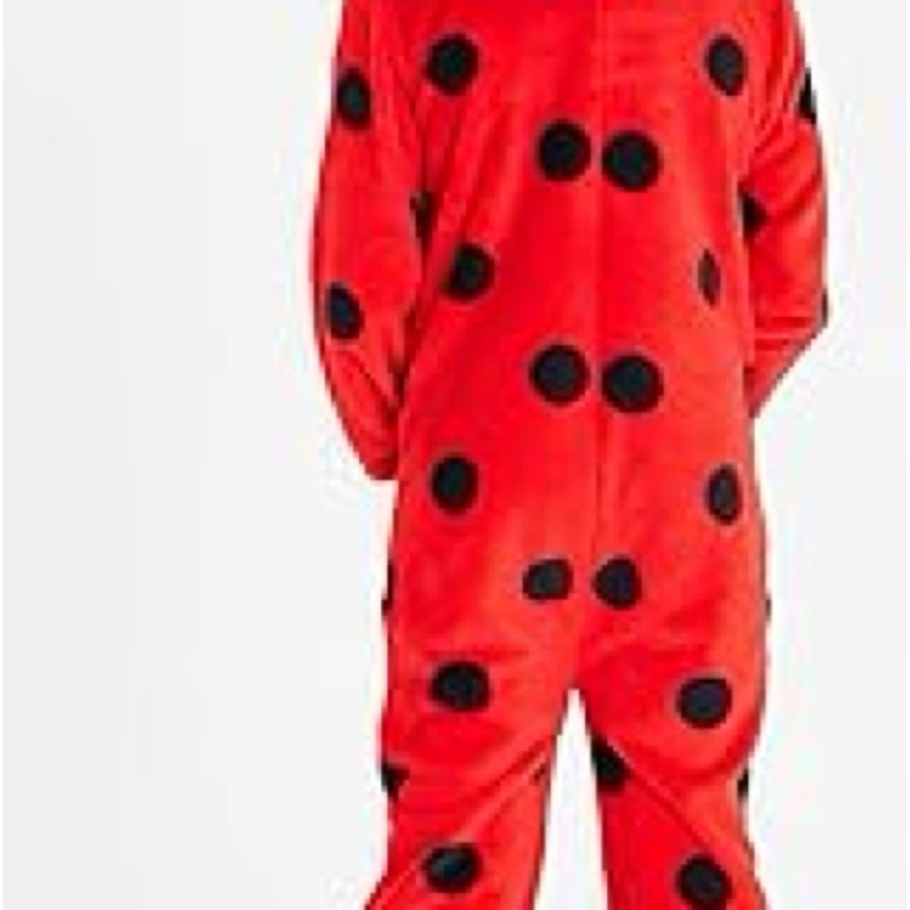 Fun Red and Blue Polka Dot Kids Pajama Footie - Picture 3 of 3